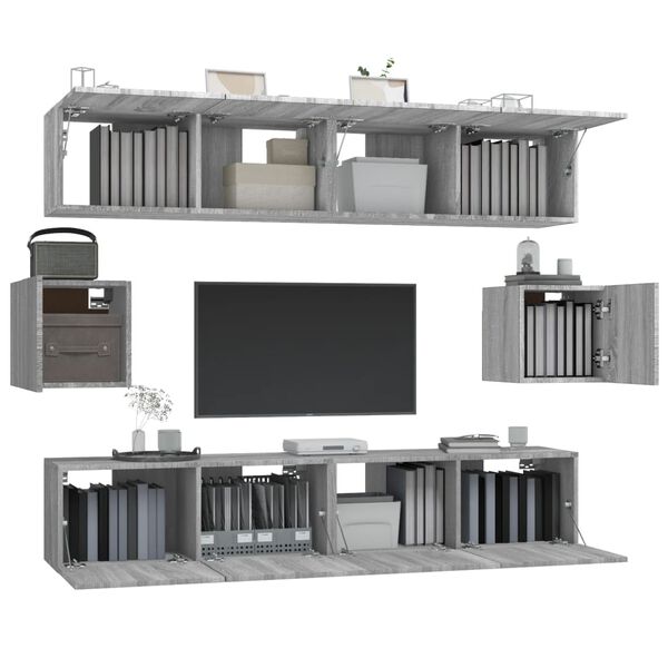 vidaXL 6 Piece TV Cabinet Set Grey Sonoma Engineered Wood