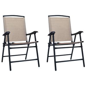 vidaXL Folding Chairs 2 pcs Texilene Taupe
