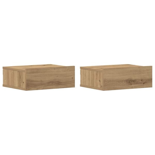 vidaXL Floating Nightstands 2 pcs Artisan Oak 40x32x15 cm Engineered Wood