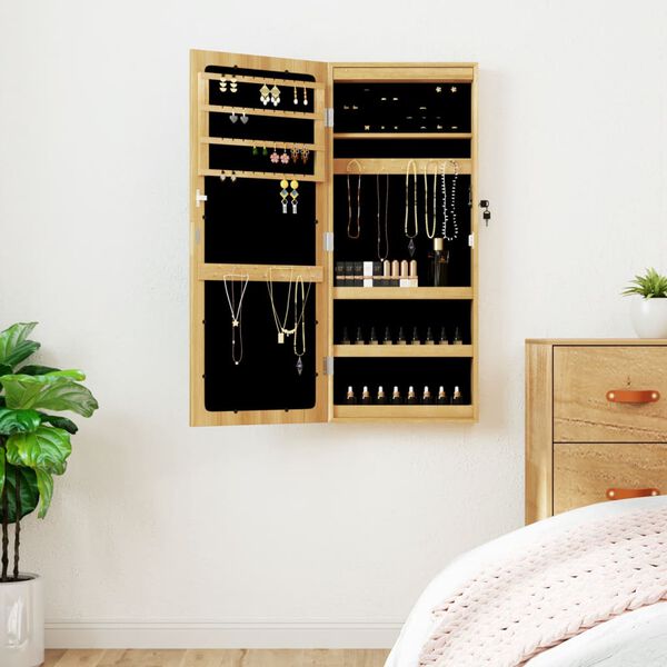 vidaXL Mirror Jewellery Cabinet with LED Lights Wall Mounted