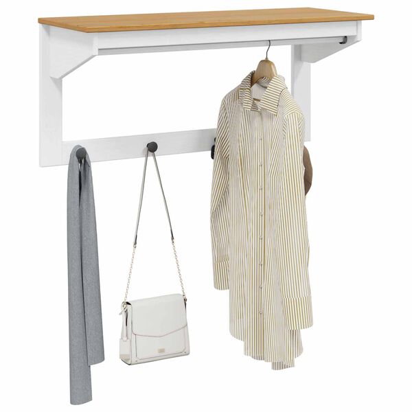 vidaXL Coat Rack Hill White and Honey Brown 90 x 35 x 41.5 cm