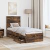 vidaXL Bed Frame with Drawer Smoked Oak 75 x 190 cm Engineer Wood