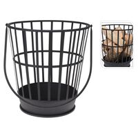 ProGarden Fire Log Basket with Handle Metal Black