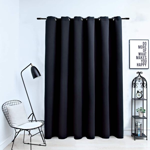 vidaXL Blackout Curtain with Metal Rings Black 290x245 cm