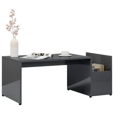 vidaXL Coffee Table High Gloss Grey 90x45x35 cm Engineered Wood