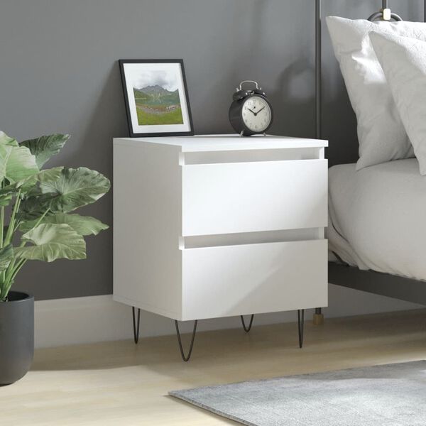 vidaXL Bedside Cabinet White 40x35x50 cm Engineered Wood
