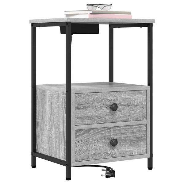 vidaXL Bedside Cabinet Grey Sonoma 40 x 31 x 60 cm Engineered Wood