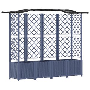 vidaXL Raised Bed with Trellis and Roof Grey 204 x 40 x 141 cm PP