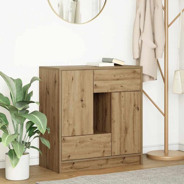 vidaXL Sideboard with Drawers and Doors Artisan Oak 70.5x34x74.5 cm
