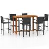 vidaXL 7 Piece Garden Bar Set Black