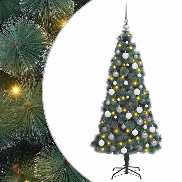vidaXL Artificial Pre-lit Christmas Tree with Ball Set Green 240 cm