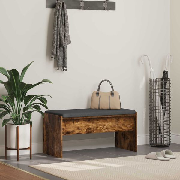 vidaXL Hall Bench with Cushion Smoked Oak 83 x 38 x 40 cm
