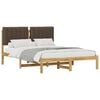 vidaXL Bed Frame with Upholstered Headboard Whitewash and Taupe