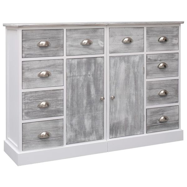 vidaXL Sideboard with 10 Drawers Grey 113x30x79 cm Wood