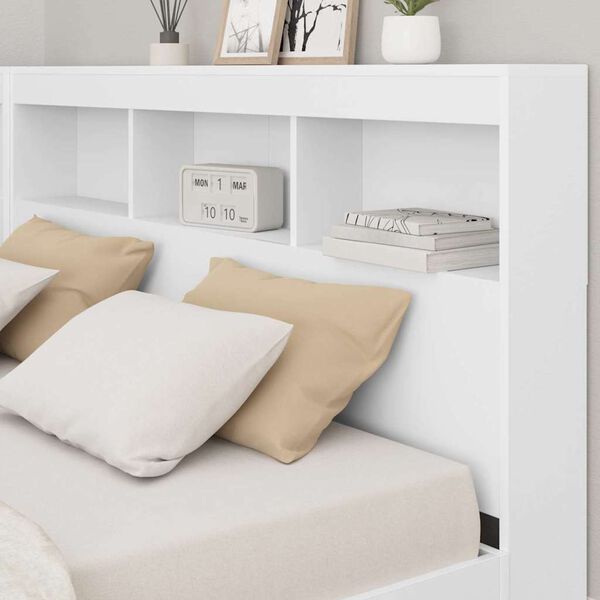 vidaXL Storage Headboard with Shelf White 135 cm Engineered Wood