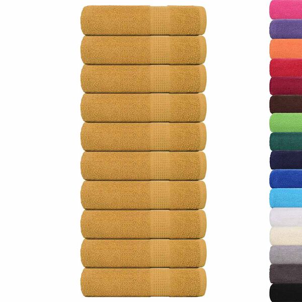 vidaXL Hand Towels "FROGN" 10 pcs Gold 50x100 cm 360 gsm