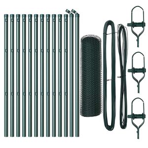 vidaXL Hexagonal Fence Ground Fix 25 x 0.6 m PVC-Coated Steel Green