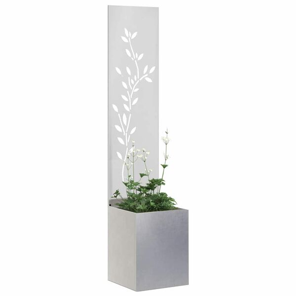 vidaXL Garden Privacy Screen Floral Sliver 32 x 140 cm Stainless steel