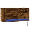 vidaXL TV Wall Cabinet with LED Lights Smoked Oak 80x31x35 cm