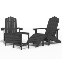 vidaXL Garden Adirondack Chairs with Footstool & Table HDPE Anthracite