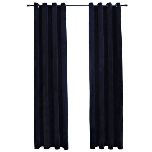 vidaXL Blackout Curtains with Rings 2 pcs Velvet Black 140x245 cm