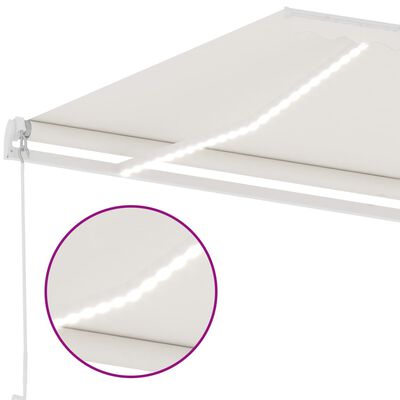 vidaXL Manual Retractable Awning with LED 450x350 cm Cream