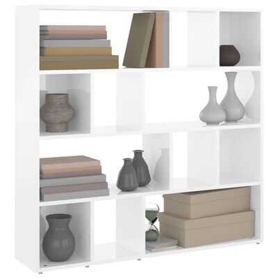 vidaXL Book Cabinet/Room Divider High Gloss White 105x24x102 cm