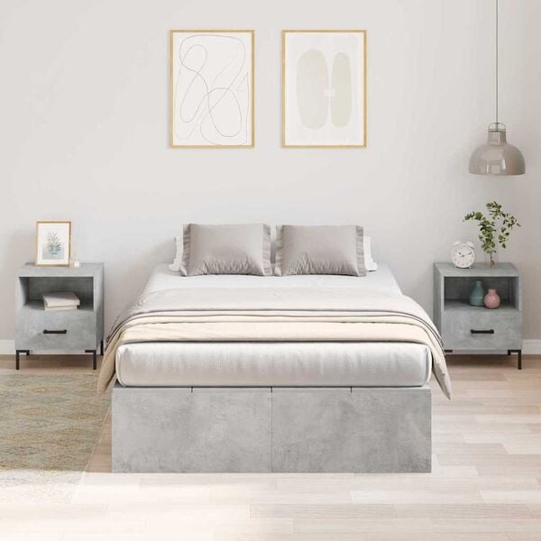vidaXL Bed Frame Concrete grey 120 x 190 cm Engineered wood