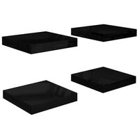 vidaXL Floating Wall Shelves 4 pcs High Gloss Black 23x23.5x3.8 cm MDF
