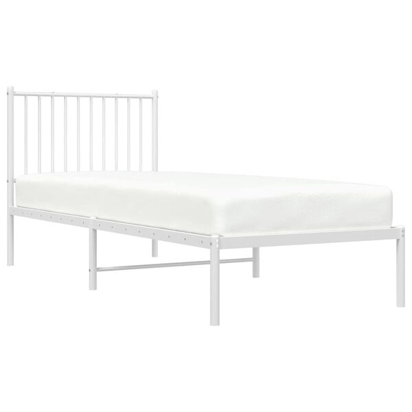 vidaXL Metal Bed Frame without Mattress with Headboard White 80x200cm