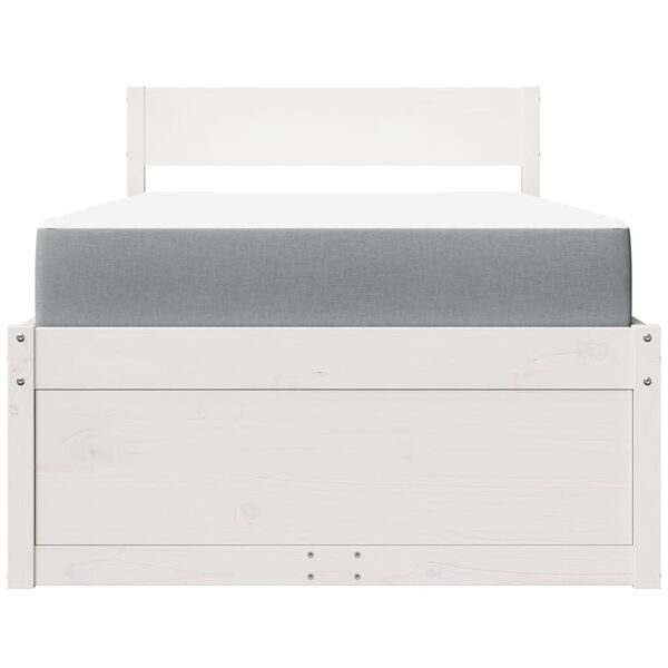 vidaXL Bed with Drawers and Mattress White 100x200 cm Solid Wood Pine
