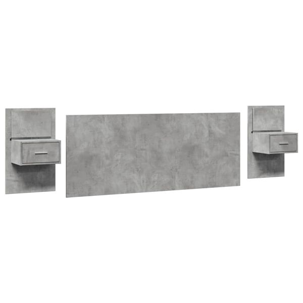 vidaXL Bed Headboard with Cabinets Concrete Grey 200 cm Engineered Wood
