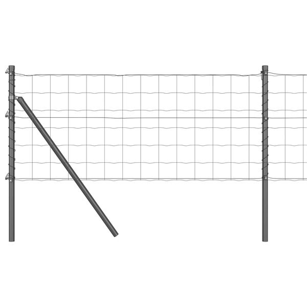 vidaXL Fence with Post Grey 0.6 x 25 m Steel and PVC