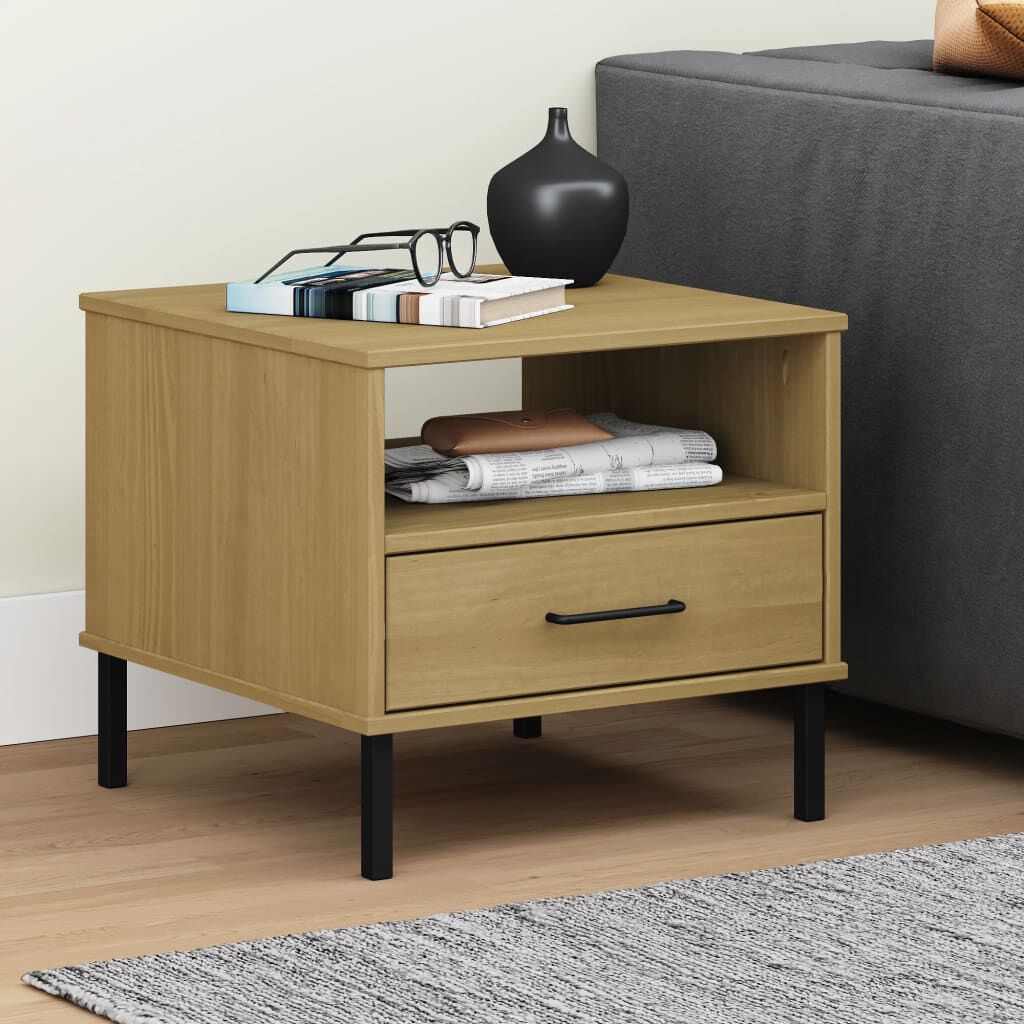 Wood nightstand outlet metal legs