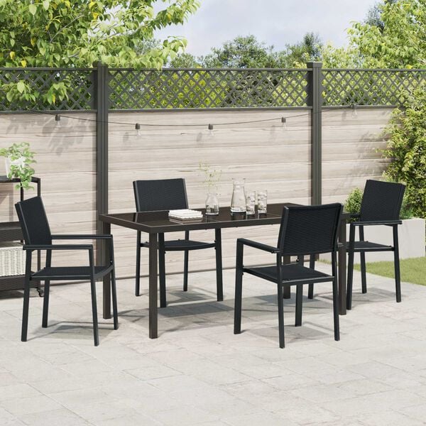 vidaXL Garden Dining Set 5 pcs Black Powder-Coated Steel
