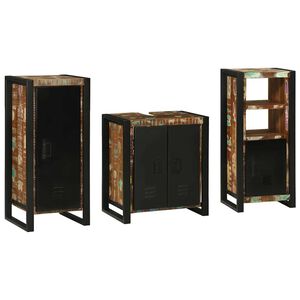 vidaXL Bathroom Furniture Set with Drawer 3 pcs Solid Reclaim Wood