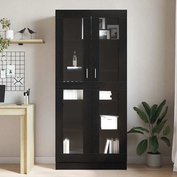 vidaXL Book Cabinet Black oak 82.5 x 30.5 x 185 cm Engineered Wood