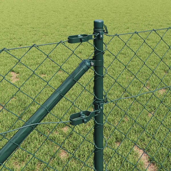 vidaXL Fence Post Green 25 x 0.6 m (60 x 60 mm mesh) Steel and PVC