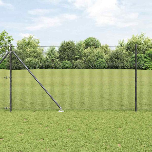 vidaXL Fence Post Grey 25 x 1.2 m (16 x 16 mm mesh) Steel and PVC