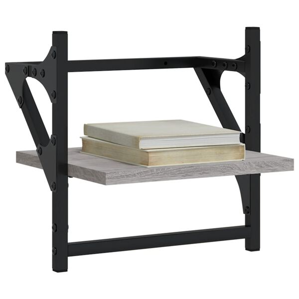 vidaXL Wall Shelves with Bars 2 pcs Grey Sonoma 30x25x30 cm