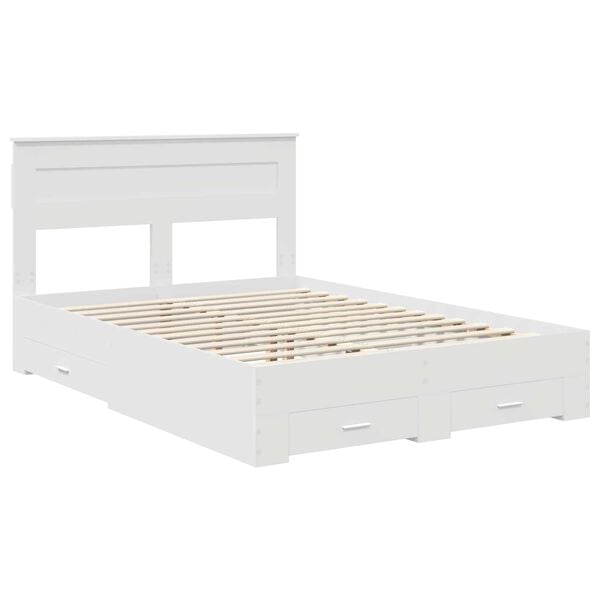 vidaXL Bed Frame with Headboard White 150 x 200 cm Engineered Wood
