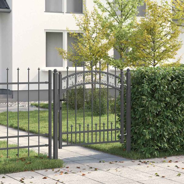 vidaXL Fence Gate with Spear Top Black 103x100 cm Powder-coated Steel