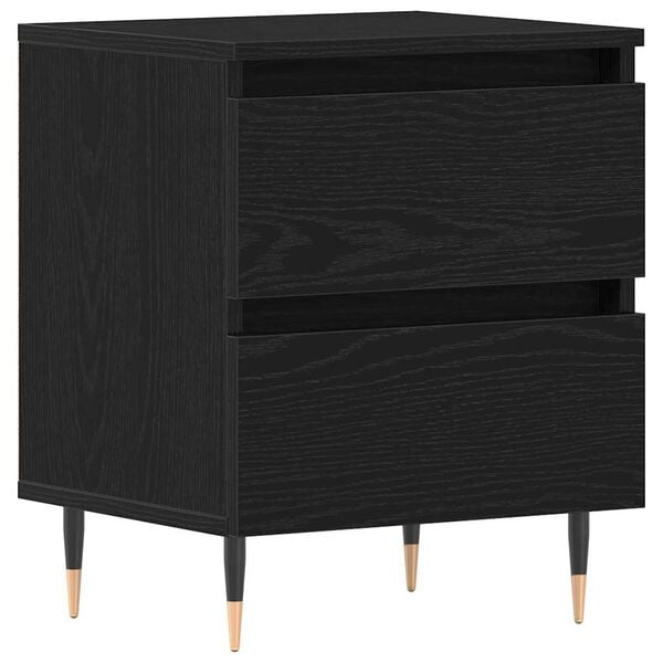vidaXL Bedside Cabinet Black Oak 40 x 35 x 50 cm Engineered Wood