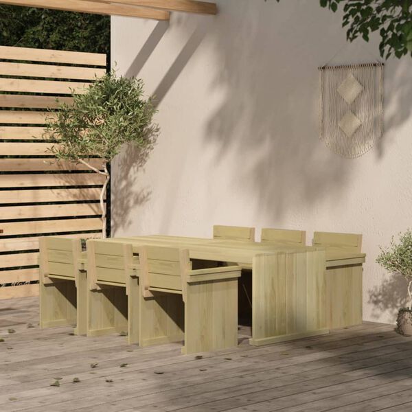 vidaXL 7 Piece Garden Dining Set Impregnated Pinewood
