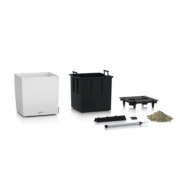 LECHUZA Planter CUBE Cottage 40 ALL-IN-ONE White