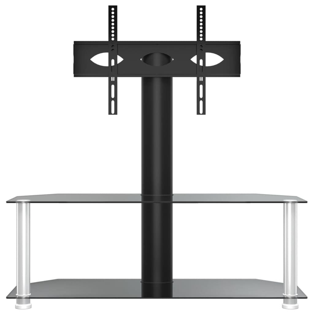 vidaXL Corner TV Stand 2 Tiers for 32 70 Inch Black and Silver