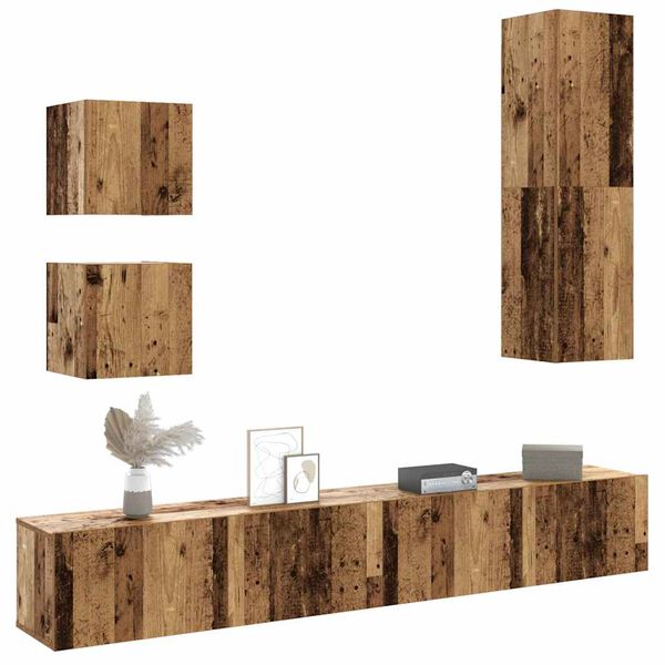 vidaXL 5 Piece TV Cabinet Set Wall-mounted Old Wood Engineered Wood