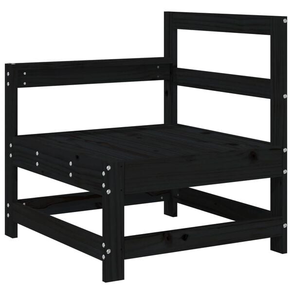 vidaXL 3 Piece Garden Lounge Set Black Solid Wood Pine