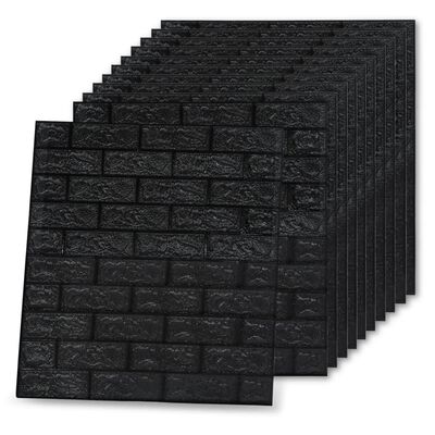 vidaXL 3D Wallpaper Bricks Self-adhesive 10 pcs Black