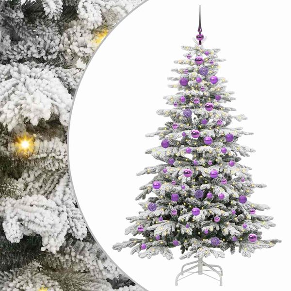 vidaXL Artificial Hinged Christmas Tree White 180 cm PE and PVC
